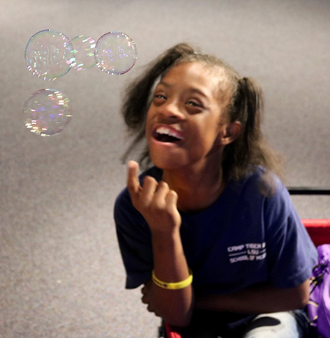 bubbles delight camper at Camp Tiger 